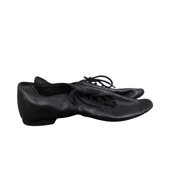 Leo's Dancewear Shoes Women 5.5 Jazz Soft Split Sole Leather Lace Up Dance Black - Picture 1 of 13